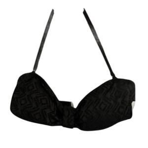 Catalina Black Crochet Bandeau Bikini Top Halter Swimsuit size Medium NEW